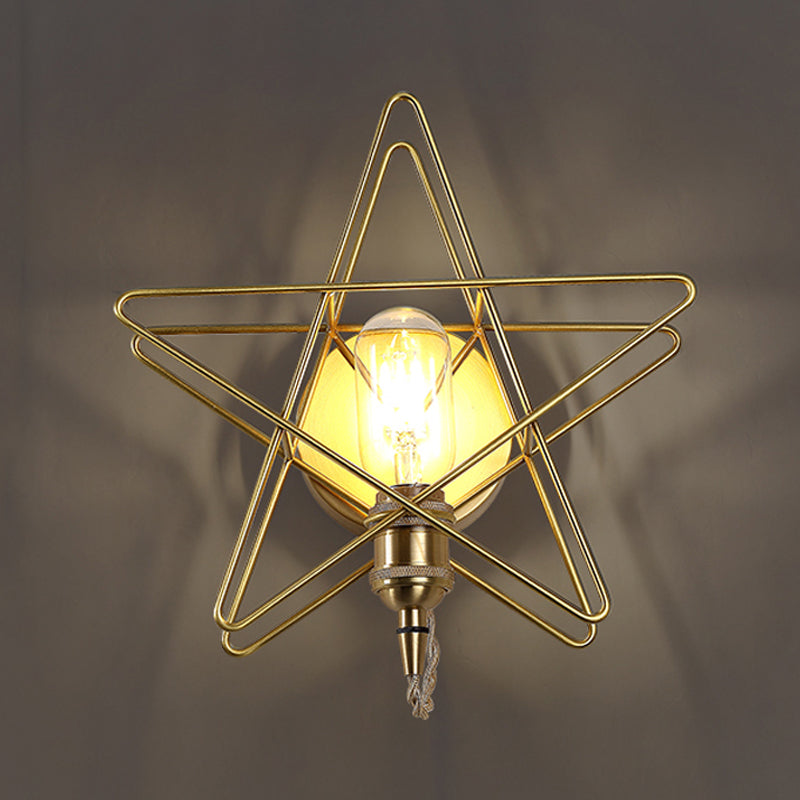 Modern Wire Frame Wall Sconce One Bulb Metallic Wall Light in Gold for Baby Room Bathroom Clearhalo 'Wall Lamps & Sconces' 'Wall Lights' Lighting' 251052