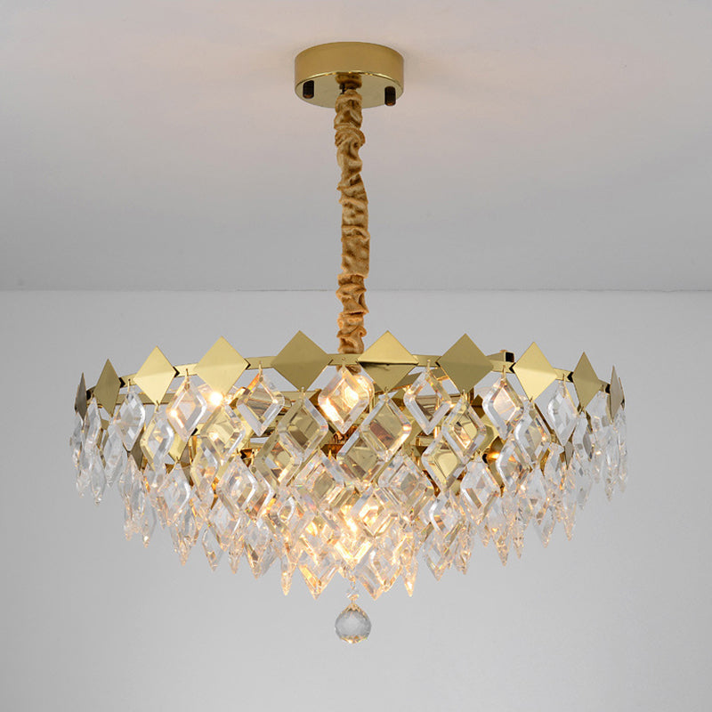 Crystal Bowl Ceiling Light Fixture Postmodern 6 Lights Gold Chandelier Light for Living Room Gold Clearhalo 'Ceiling Lights' 'Chandeliers' 'Modern Chandeliers' 'Modern' Lighting' 251130