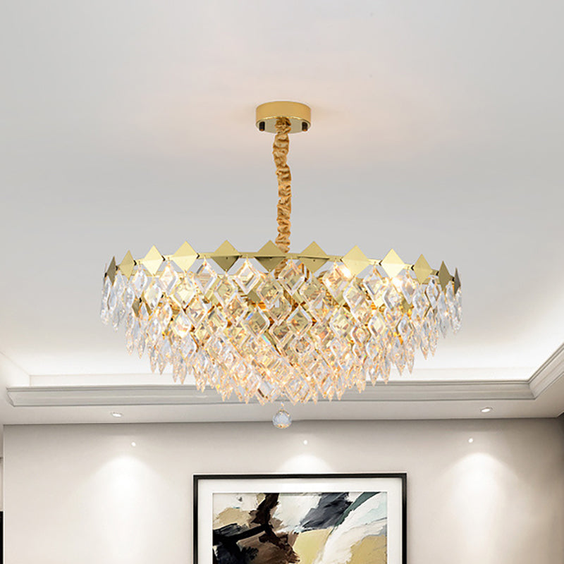 Crystal Bowl Ceiling Light Fixture Postmodern 6 Lights Gold Chandelier Light for Living Room Clearhalo 'Ceiling Lights' 'Chandeliers' 'Modern Chandeliers' 'Modern' Lighting' 251131