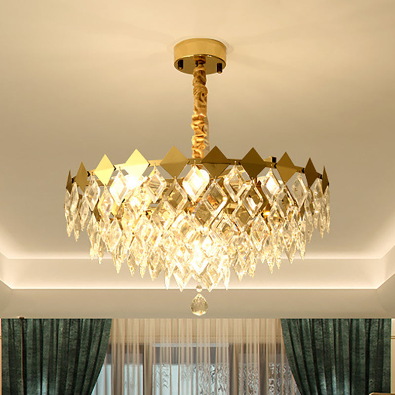 Crystal Bowl Ceiling Light Fixture Postmodern 6 Lights Gold Chandelier Light for Living Room Clearhalo 'Ceiling Lights' 'Chandeliers' 'Modern Chandeliers' 'Modern' Lighting' 251132