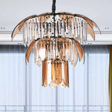 3 Layers Chandelier Light Fixture Modernism Crystal Prism 10 Lights Living Room Ceiling Light Clearhalo 'Ceiling Lights' 'Chandeliers' 'Modern Chandeliers' 'Modern' Lighting' 251156