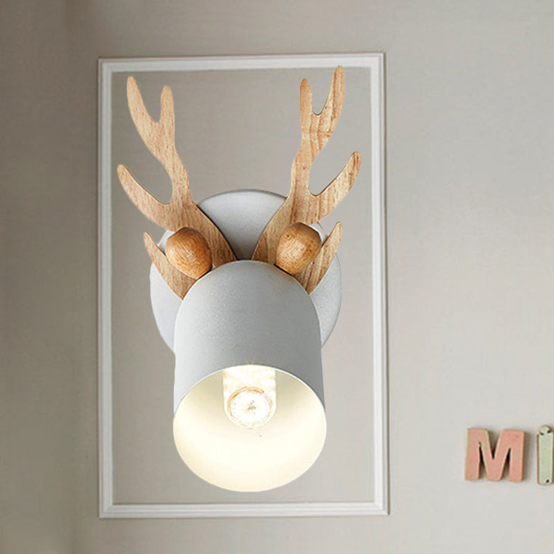 Nordic Stylish Wall Light Tapered Shade 1 Light Metal Wall Sconce with Antlers for Living Room Clearhalo 'Wall Lamps & Sconces' 'Wall Lights' Lighting' 251164