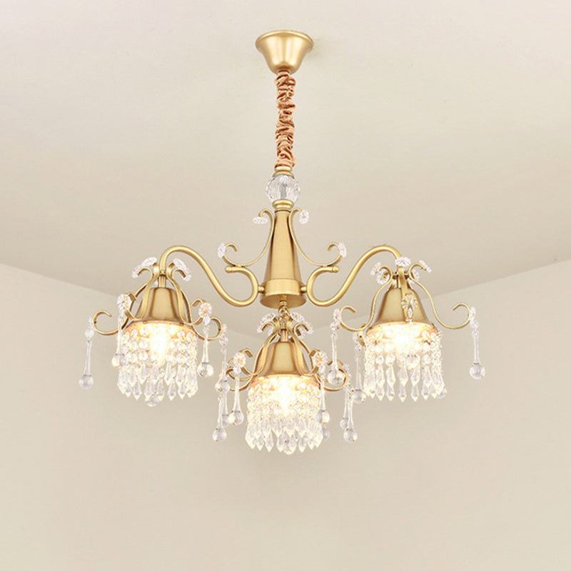 LED Branch Pendant Chandelier Mid-Century Crystal Hanging Ceiling Light in Gold for Living Room Gold Clearhalo 'Ceiling Lights' 'Chandeliers' 'Modern Chandeliers' 'Modern' Lighting' 251203