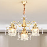 LED Branch Pendant Chandelier Mid-Century Crystal Hanging Ceiling Light in Gold for Living Room Clearhalo 'Ceiling Lights' 'Chandeliers' 'Modern Chandeliers' 'Modern' Lighting' 251204