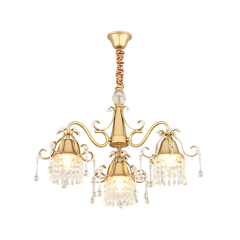 LED Branch Pendant Chandelier Mid-Century Crystal Hanging Ceiling Light in Gold for Living Room Clearhalo 'Ceiling Lights' 'Chandeliers' 'Modern Chandeliers' 'Modern' Lighting' 251205