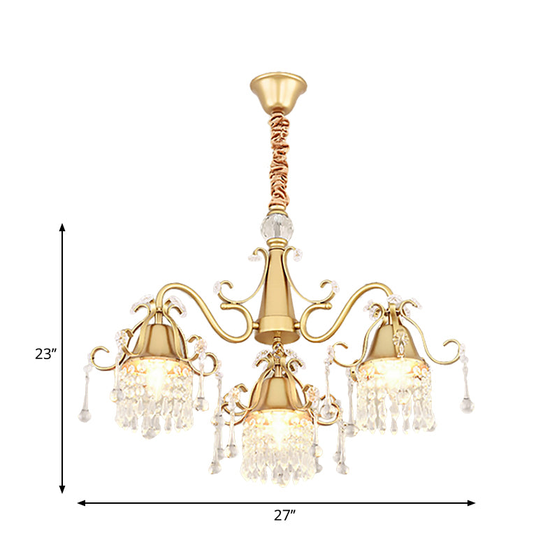 LED Branch Pendant Chandelier Mid-Century Crystal Hanging Ceiling Light in Gold for Living Room Clearhalo 'Ceiling Lights' 'Chandeliers' 'Modern Chandeliers' 'Modern' Lighting' 251206