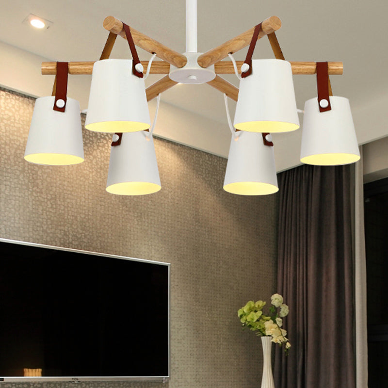Hanging Bucket Shape Chandelier Nordic Macaron Metallic Pendant Light for Kitchen Clearhalo 'Ceiling Lights' 'Chandeliers' Lighting' options 251215