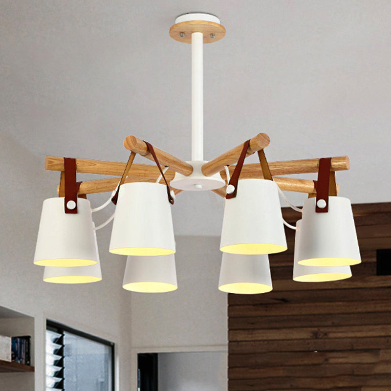 Hanging Bucket Shape Chandelier Nordic Macaron Metallic Pendant Light for Kitchen 8 White Clearhalo 'Ceiling Lights' 'Chandeliers' Lighting' options 251216_a7a2b992-f1d9-46ea-8315-d51cf07398e7