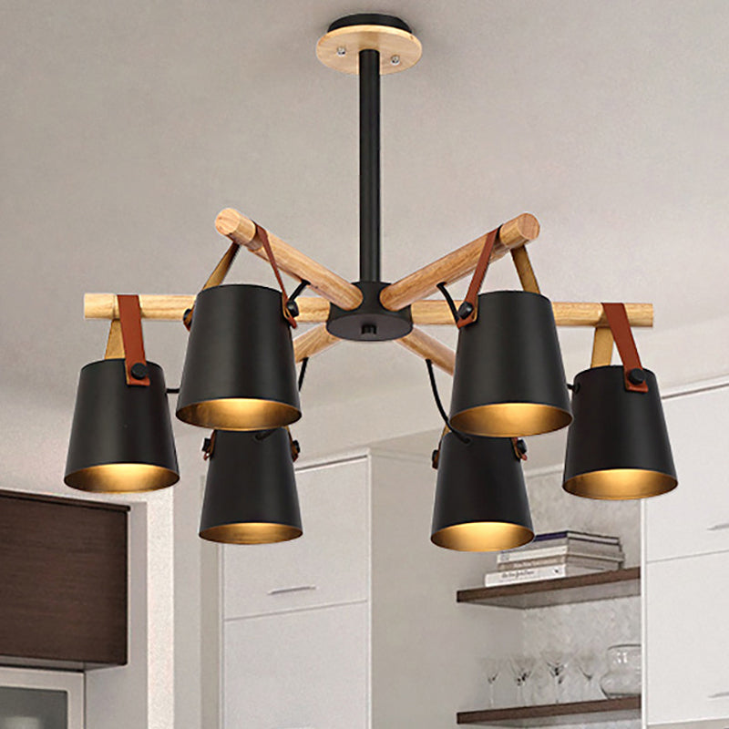 Hanging Bucket Shape Chandelier Nordic Macaron Metallic Pendant Light for Kitchen Clearhalo 'Ceiling Lights' 'Chandeliers' Lighting' options 251218