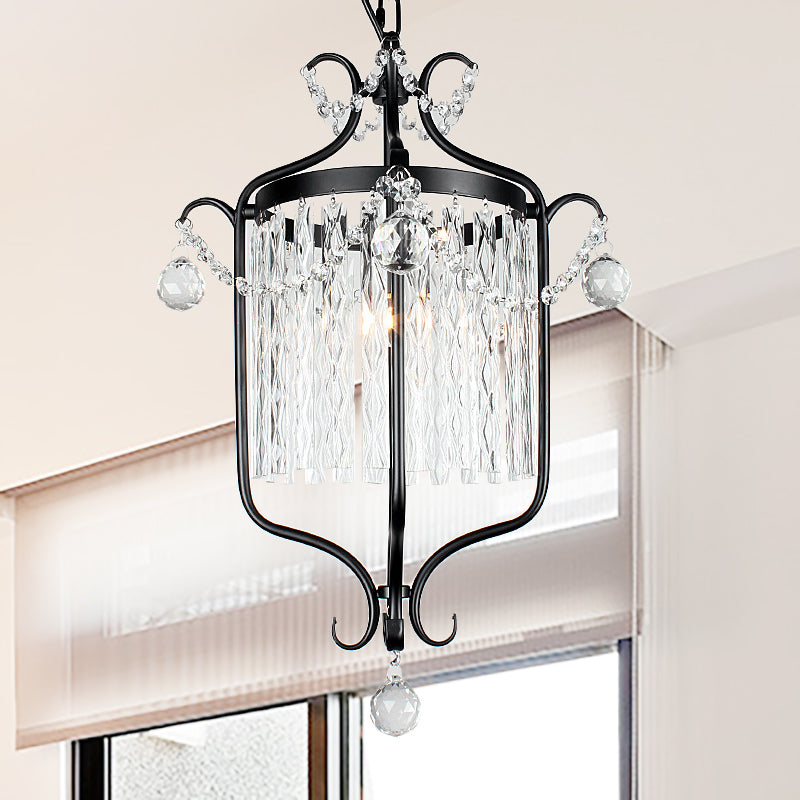 Modernism 1 Light Hanging Ceiling Light Black/White Bird Cage Pendant Light Fixture with Crystal Shade Clearhalo 'Ceiling Lights' 'Modern Pendants' 'Modern' 'Pendant Lights' 'Pendants' Lighting' 251227