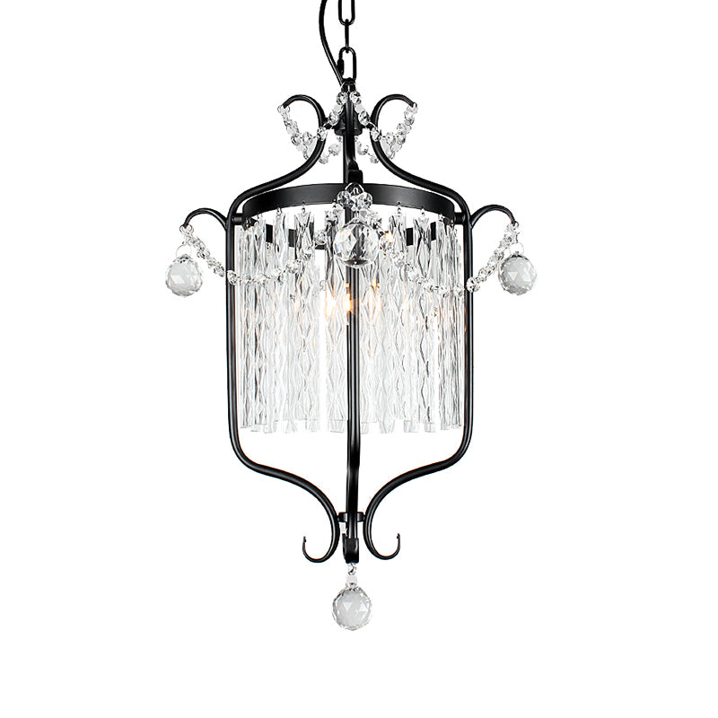 Modernism 1 Light Hanging Ceiling Light Black/White Bird Cage Pendant Light Fixture with Crystal Shade Clearhalo 'Ceiling Lights' 'Modern Pendants' 'Modern' 'Pendant Lights' 'Pendants' Lighting' 251228