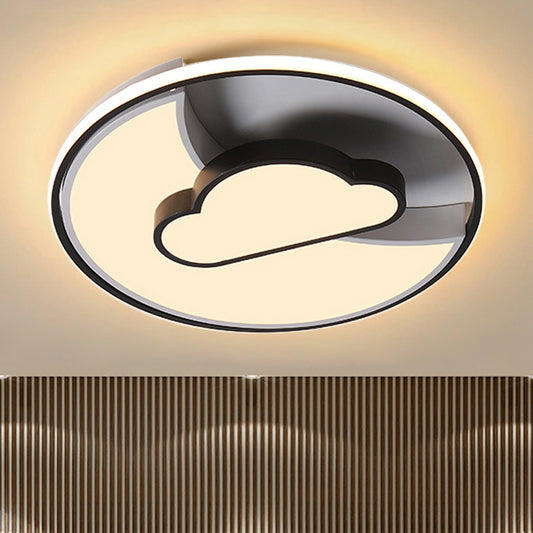 Crescent & Cloud Flush Mount Light Cartoon Acrylic LED Ceiling Lamp for Study Room Black-White Clearhalo 'Ceiling Lights' 'Close To Ceiling Lights' 'Close to ceiling' 'Flush mount' Lighting' 251250