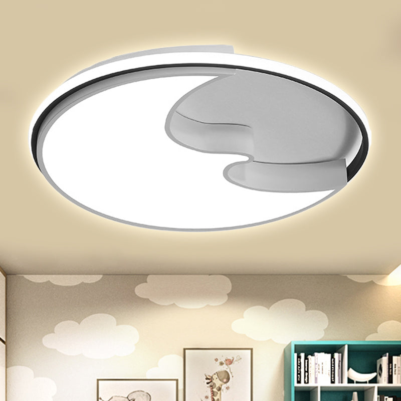 Circle Study Room Flush Ceiling Light with Crescent Acrylic Simple Style Ceiling Lamp in White White Warm Clearhalo 'Ceiling Lights' 'Close To Ceiling Lights' 'Close to ceiling' 'Flush mount' Lighting' 251256