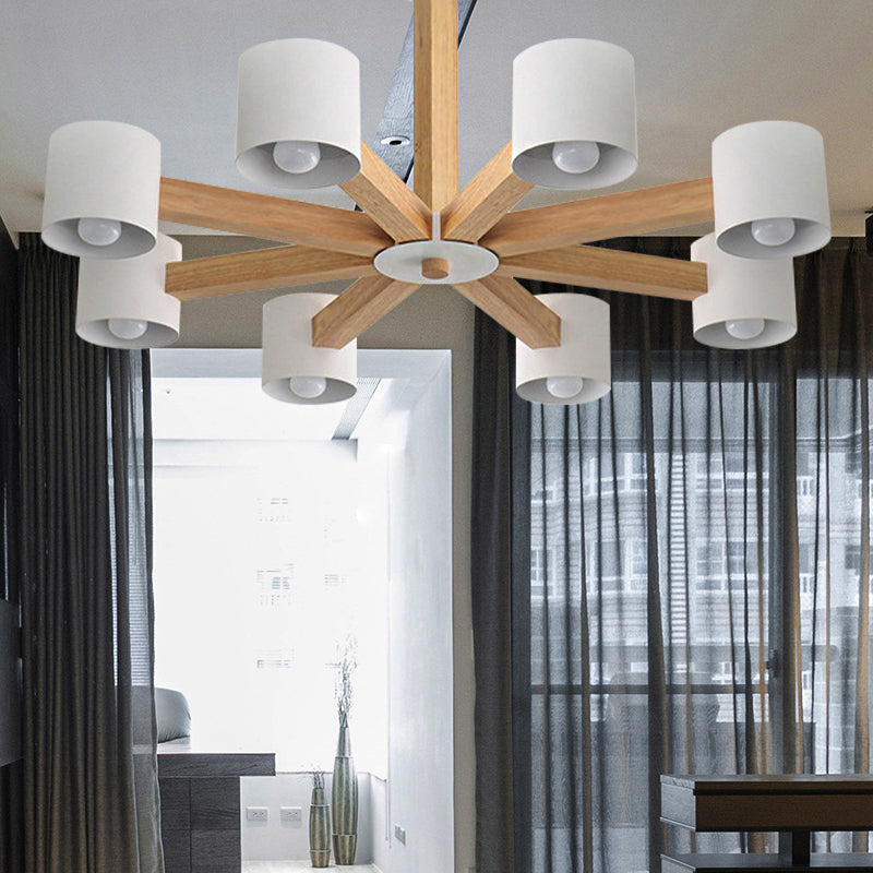 Cylindrical Shade Kid Bedroom Chandelier Wood Modern Style Ceiling Pendant Light Clearhalo 'Ceiling Lights' 'Chandeliers' Lighting' options 251266