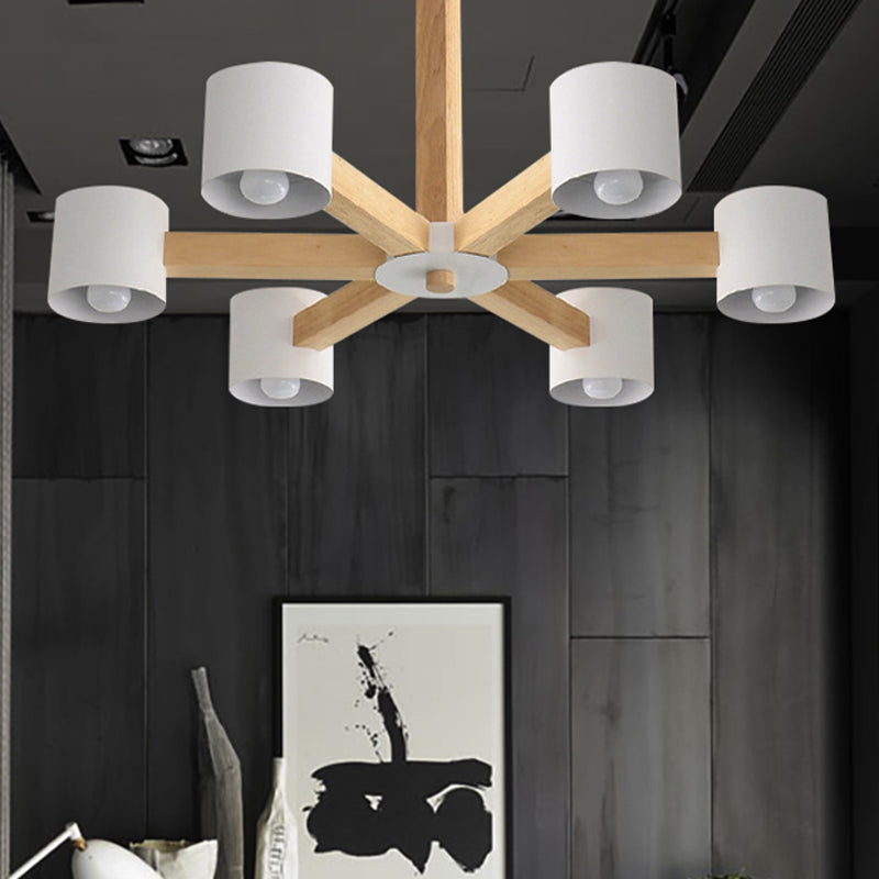 Cylindrical Shade Kid Bedroom Chandelier Wood Modern Style Ceiling Pendant Light Clearhalo 'Ceiling Lights' 'Chandeliers' Lighting' options 251272