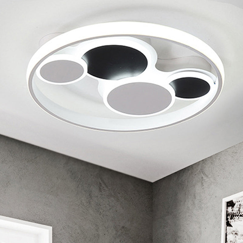 Acrylic Flat Round Ceiling Mount Light Abstract LED Ceiling Lamp in Black&White for Restaurant White White Clearhalo 'Ceiling Lights' 'Close To Ceiling Lights' 'Close to ceiling' 'Flush mount' Lighting' 251273