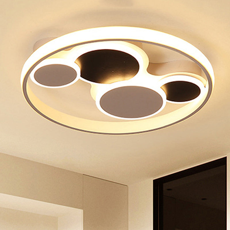 Acrylic Flat Round Ceiling Mount Light Abstract LED Ceiling Lamp in Black&White for Restaurant White Warm Clearhalo 'Ceiling Lights' 'Close To Ceiling Lights' 'Close to ceiling' 'Flush mount' Lighting' 251274