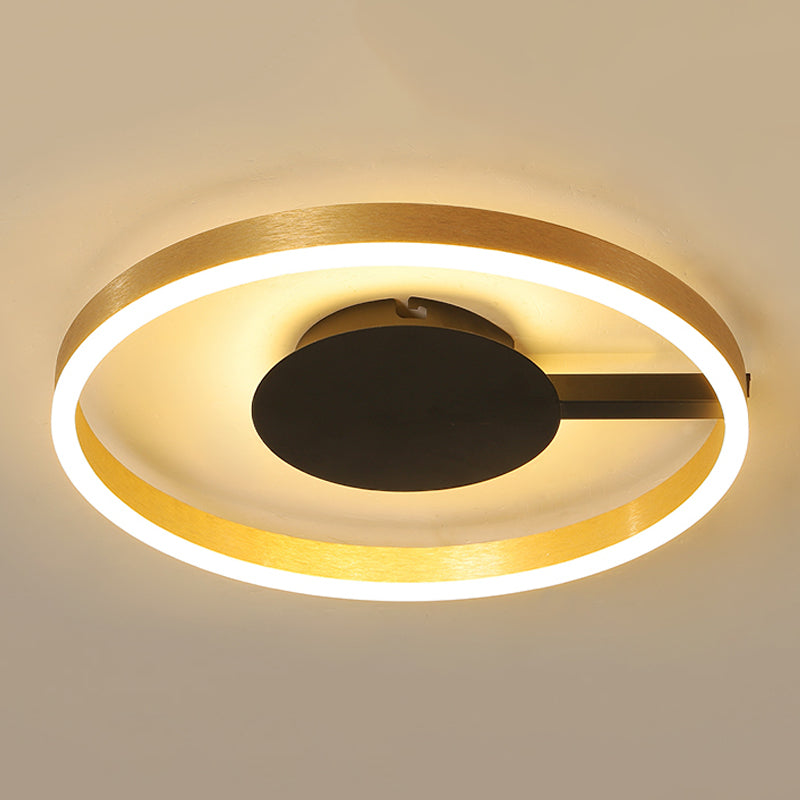 Simple Concentric Circle Flush Ceiling Light Acrylic LED Ceiling Fixture in Gold for Study Room Gold Clearhalo 'Ceiling Lights' 'Close To Ceiling Lights' 'Close to ceiling' 'Flush mount' Lighting' 251280