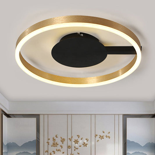 Simple Concentric Circle Flush Ceiling Light Acrylic LED Ceiling Fixture in Gold for Study Room Clearhalo 'Ceiling Lights' 'Close To Ceiling Lights' 'Close to ceiling' 'Flush mount' Lighting' 251281