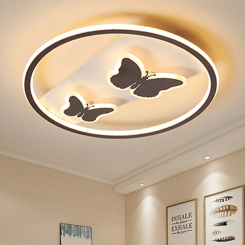 Black Double-Butterfly LED Ceiling Light Modern Stylish Acrylic Ceiling Mount Light for Bedroom Black Warm Clearhalo 'Ceiling Lights' 'Close To Ceiling Lights' 'Close to ceiling' 'Flush mount' Lighting' 251300