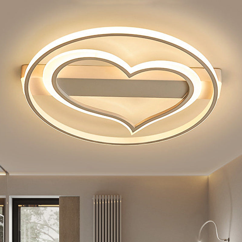 Acrylic Loving Heart Flush Ceiling Light Romantic LED Ceiling Lamp in White for Baby Room White Clearhalo 'Ceiling Lights' 'Close To Ceiling Lights' 'Close to ceiling' 'Flush mount' Lighting' 251304