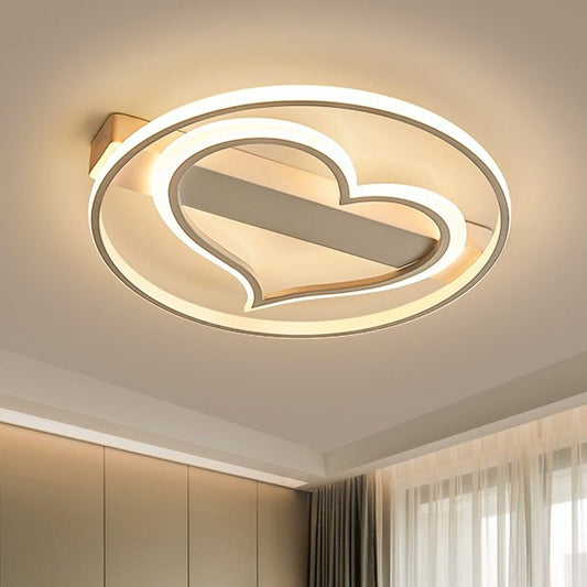 Acrylic Loving Heart Flush Ceiling Light Romantic LED Ceiling Lamp in White for Baby Room Clearhalo 'Ceiling Lights' 'Close To Ceiling Lights' 'Close to ceiling' 'Flush mount' Lighting' 251305