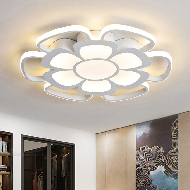 Acrylic Petal Flush Mount Light Living Room Modern Style LED Ceiling Lamp in White White 20.5" Clearhalo 'Ceiling Lights' 'Close To Ceiling Lights' 'Close to ceiling' 'Flush mount' Lighting' 251326