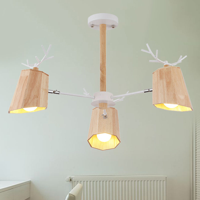 Modern Nordic Deer Horn Pendant Ceiling Light Wooden Hanging Pendant Lights for Living Room in Beige Clearhalo 'Ceiling Lights' 'Chandeliers' Lighting' options 251365