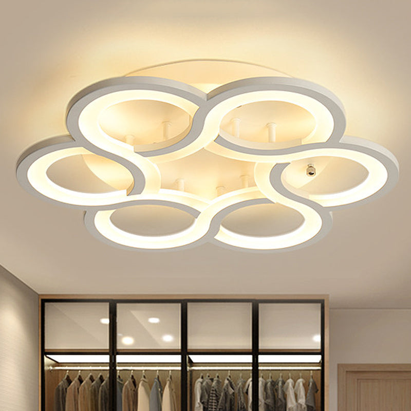 Circular Petal Semi Ceiling Mount Light Modern Stylish Acrylic LED Ceiling Fixture in White for Hotel White Clearhalo 'Ceiling Lights' 'Close To Ceiling Lights' 'Close to ceiling' 'Flush mount' Lighting' 251368