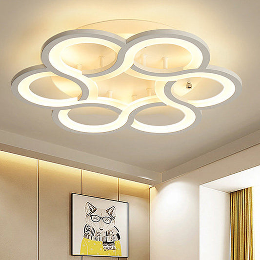 Circular Petal Semi Ceiling Mount Light Modern Stylish Acrylic LED Ceiling Fixture in White for Hotel Clearhalo 'Ceiling Lights' 'Close To Ceiling Lights' 'Close to ceiling' 'Flush mount' Lighting' 251369