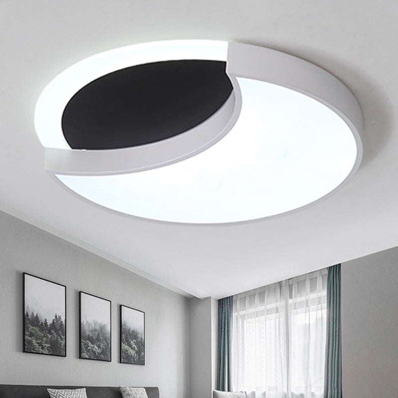 Modern Black&White Ceiling Lamp Eclipse Metal Acrylic LED Flush Ceiling Light for Kindergarten Black White Clearhalo 'Ceiling Lights' 'Close To Ceiling Lights' 'Close to ceiling' 'Flush mount' Lighting' 251382