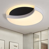 Modern Black&White Ceiling Lamp Eclipse Metal Acrylic LED Flush Ceiling Light for Kindergarten Black Warm Clearhalo 'Ceiling Lights' 'Close To Ceiling Lights' 'Close to ceiling' 'Flush mount' Lighting' 251383