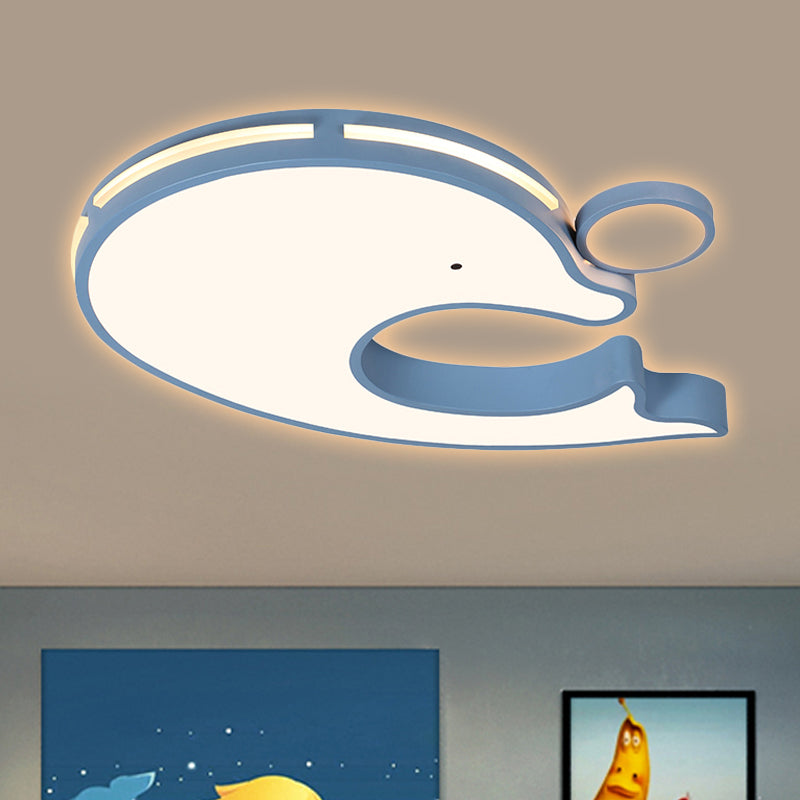 Acrylic Performing Dolphin Ceiling Light Animal LED Flush Mount Light for Baby Room Kindergarten Blue Clearhalo 'Ceiling Lights' 'Close To Ceiling Lights' 'Close to ceiling' 'Flush mount' Lighting' 251394