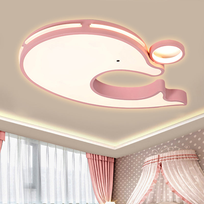 Acrylic Performing Dolphin Ceiling Light Animal LED Flush Mount Light for Baby Room Kindergarten Pink Clearhalo 'Ceiling Lights' 'Close To Ceiling Lights' 'Close to ceiling' 'Flush mount' Lighting' 251397