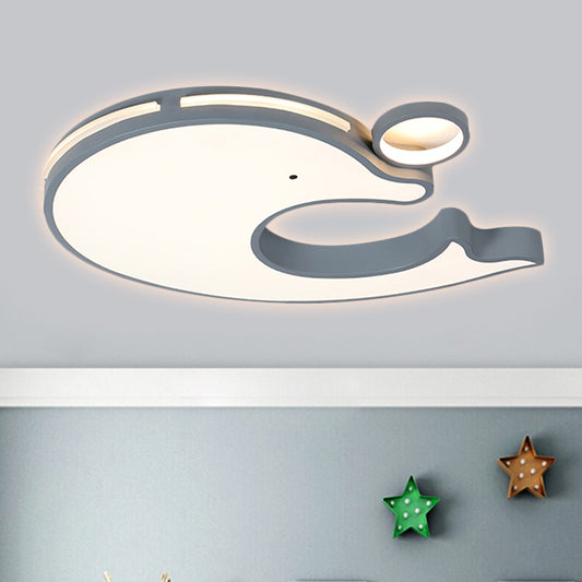 Acrylic Performing Dolphin Ceiling Light Animal LED Flush Mount Light for Baby Room Kindergarten Grey Clearhalo 'Ceiling Lights' 'Close To Ceiling Lights' 'Close to ceiling' 'Flush mount' Lighting' 251399