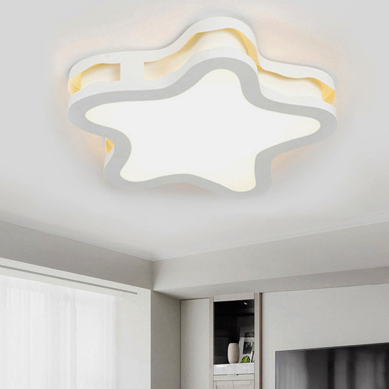 Classroom Star Shade Flush Ceiling Light Fixture Acrylic Cartoon Flush Mount Lighting in White White White Clearhalo 'Ceiling Lights' 'Close To Ceiling Lights' 'Close to ceiling' 'Flush mount' Lighting' 251422