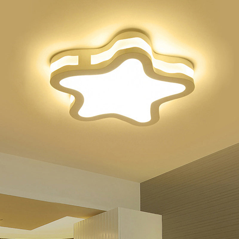 Classroom Star Shade Flush Ceiling Light Fixture Acrylic Cartoon Flush Mount Lighting in White White Third Gear Clearhalo 'Ceiling Lights' 'Close To Ceiling Lights' 'Close to ceiling' 'Flush mount' Lighting' 251423