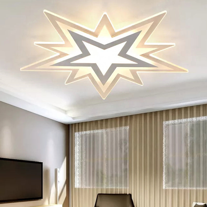 Kindergarten Star Ceiling Light Acrylic Modern White Finish Flush Mount Light White Clearhalo 'Ceiling Lights' 'Close To Ceiling Lights' 'Close to ceiling' 'Flush mount' Lighting' 251424