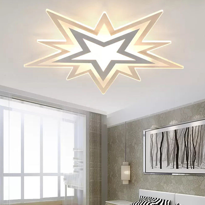 Kindergarten Star Ceiling Light Acrylic Modern White Finish Flush Mount Light Clearhalo 'Ceiling Lights' 'Close To Ceiling Lights' 'Close to ceiling' 'Flush mount' Lighting' 251425