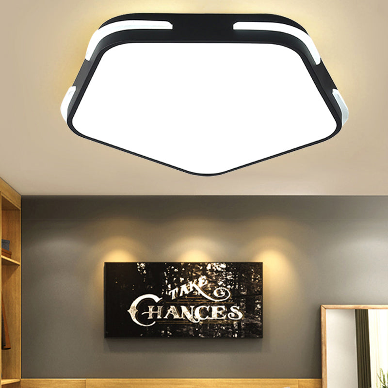 Living Room Pentagon Ceiling Light Fixture Acrylic Simple Style Flush Mount Fixture Black Remote Control Stepless Dimming Clearhalo 'Ceiling Lights' 'Close To Ceiling Lights' 'Close to ceiling' 'Flush mount' Lighting' 251429