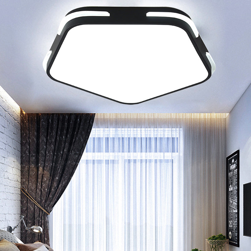 Living Room Pentagon Ceiling Light Fixture Acrylic Simple Style Flush Mount Fixture Black White Clearhalo 'Ceiling Lights' 'Close To Ceiling Lights' 'Close to ceiling' 'Flush mount' Lighting' 251430