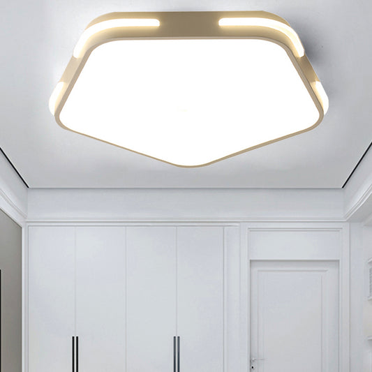 Living Room Pentagon Ceiling Light Fixture Acrylic Simple Style Flush Mount Fixture White White Clearhalo 'Ceiling Lights' 'Close To Ceiling Lights' 'Close to ceiling' 'Flush mount' Lighting' 251432