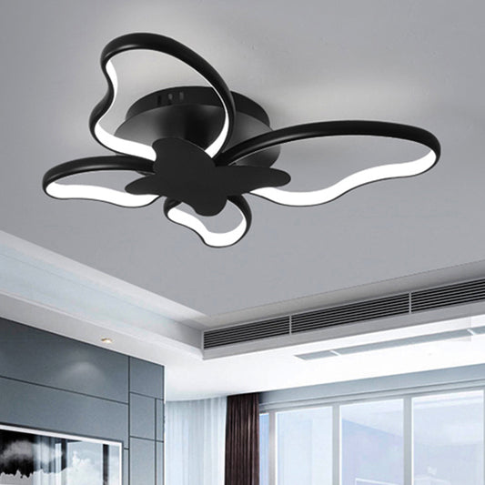 Bedroom Butterfly Shape LED Ceiling Light Acrylic Modern Flush Mount Ceiling Light Black White Clearhalo 'Ceiling Lights' 'Close To Ceiling Lights' 'Close to ceiling' 'Semi-flushmount' Lighting' 251433