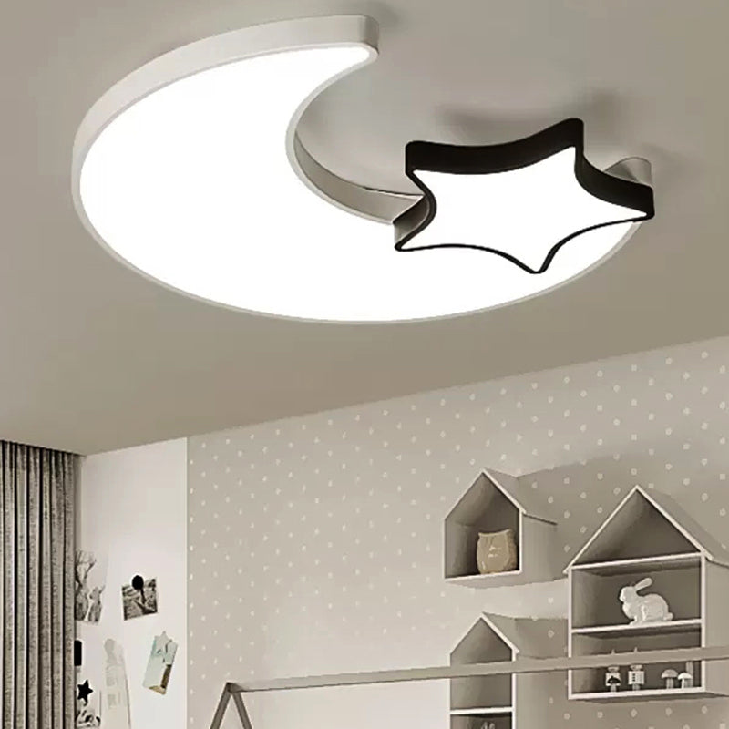 Kids White Flush Mount Light Sky View Acrylic Ceiling Lamp for Child Bedroom White Moon Clearhalo 'Ceiling Lights' 'Close To Ceiling Lights' 'Close to ceiling' 'Flush mount' Lighting' 251444