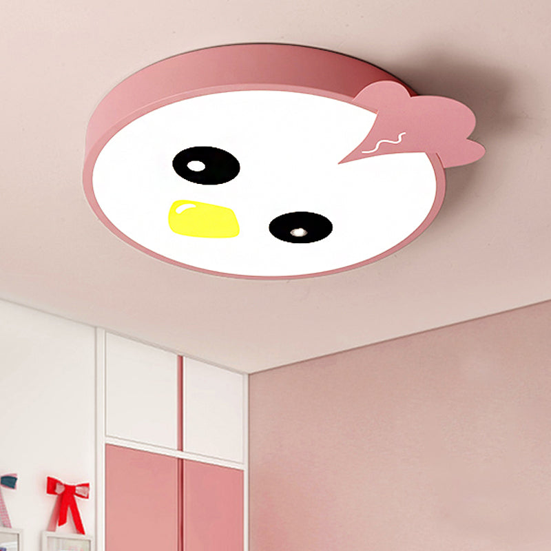 Cartoon Round Ceiling Light Acrylic Chick LED Flush Mount Ceiling Fixture for Classroom Pink Clearhalo 'Ceiling Lights' 'Close To Ceiling Lights' 'Close to ceiling' 'Flush mount' Lighting' 251446