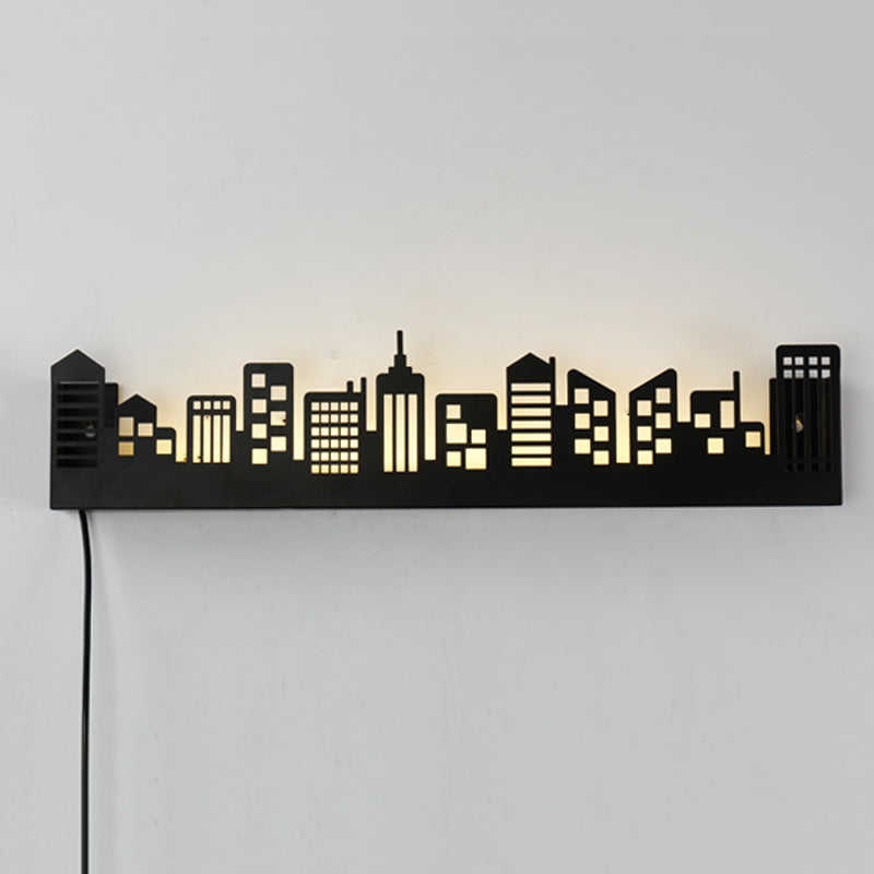 City View Living Room Wall Light Metal Modern Stylish Monochrome LED Sconce Light Black Clearhalo 'Wall Lamps & Sconces' 'Wall Lights' Lighting' 251466