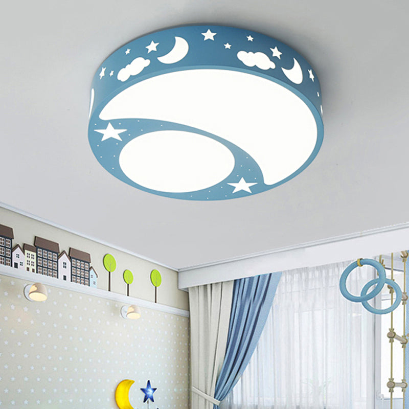 Cartoon LED Ceiling Light with Moon Acrylic Ceiling Light Fixture for Kid Bedroom Blue Clearhalo 'Ceiling Lights' 'Close To Ceiling Lights' 'Close to ceiling' 'Flush mount' Lighting' 251498