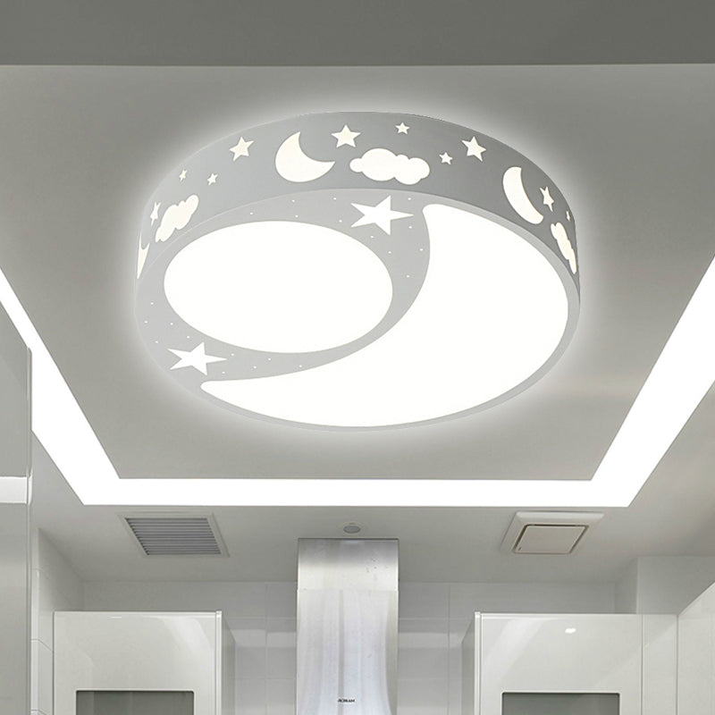 Cartoon LED Ceiling Light with Moon Acrylic Ceiling Light Fixture for Kid Bedroom White Clearhalo 'Ceiling Lights' 'Close To Ceiling Lights' 'Close to ceiling' 'Flush mount' Lighting' 251500