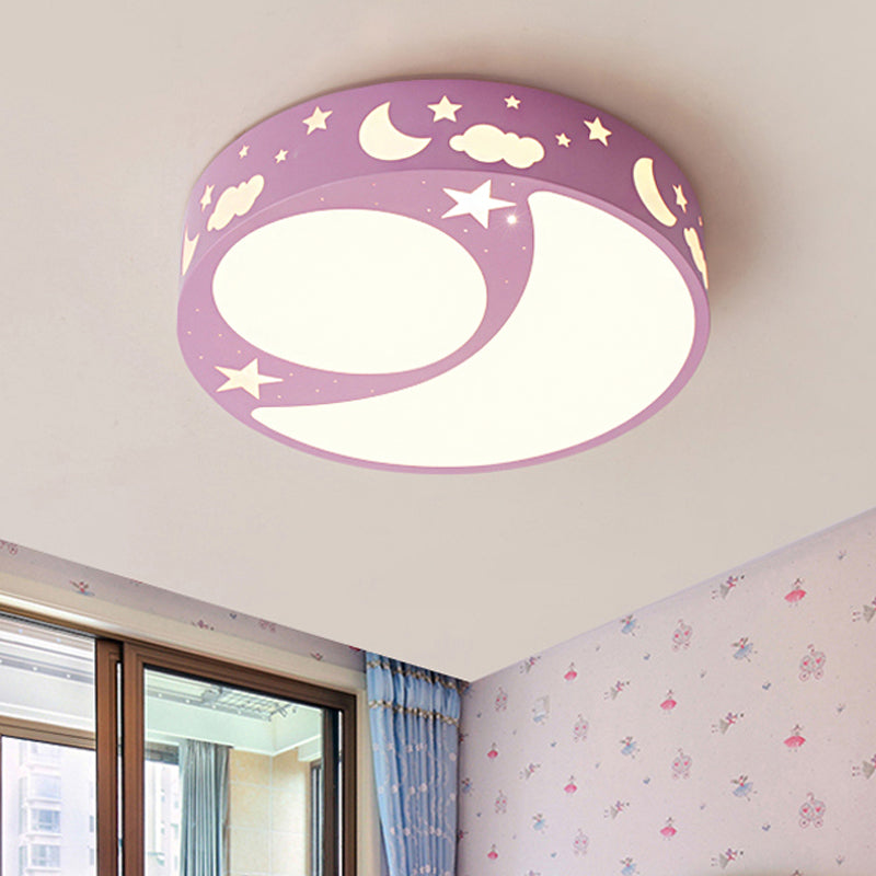 Cartoon LED Ceiling Light with Moon Acrylic Ceiling Light Fixture for Kid Bedroom Pink Clearhalo 'Ceiling Lights' 'Close To Ceiling Lights' 'Close to ceiling' 'Flush mount' Lighting' 251502