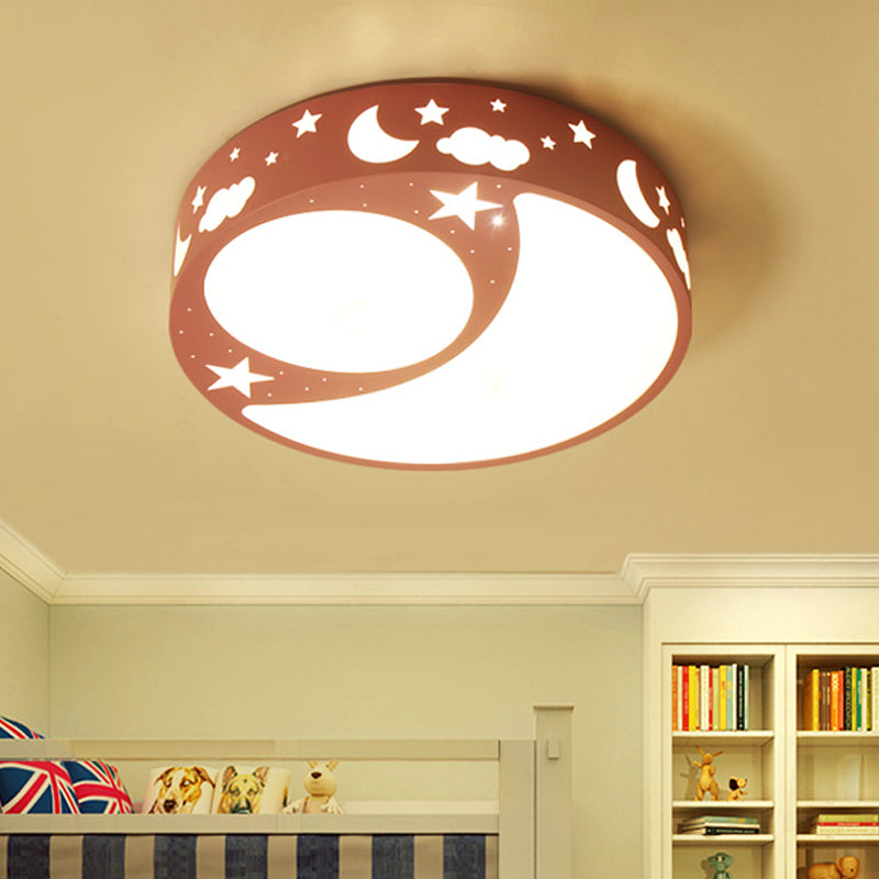 Cartoon LED Ceiling Light with Moon Acrylic Ceiling Light Fixture for Kid Bedroom Clearhalo 'Ceiling Lights' 'Close To Ceiling Lights' 'Close to ceiling' 'Flush mount' Lighting' 251503